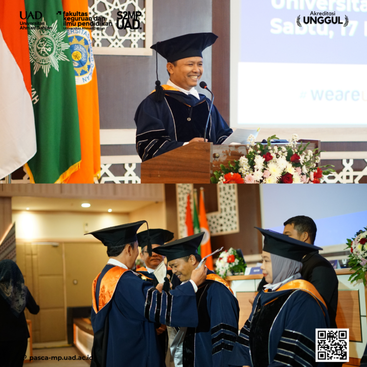 Prof. Dr. SUyatno, M.Pd.I. memberikan pidato pengukuhan Guru Besar (atas)